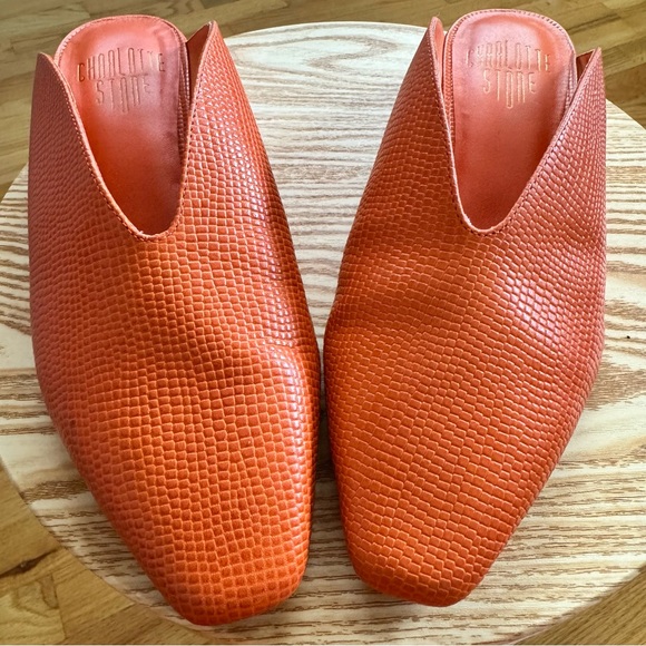 EUC Charlotte Stone CALVIN flats size 7 Tangerine Tejus orange fall - Picture 7 of 12
